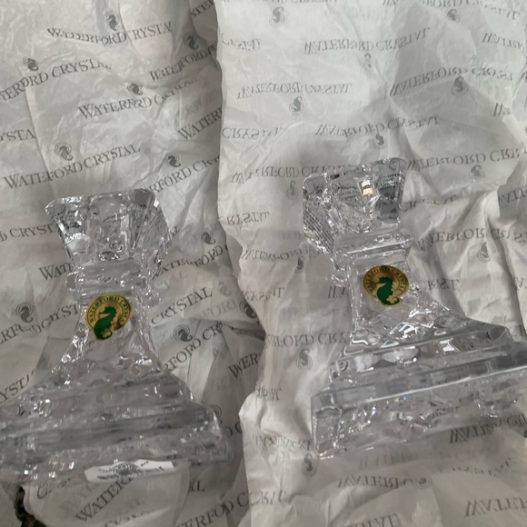 Waterford Giftology Clear 4-inch Lismore Candlestick (Set of 2) and Orange Tube - Picture 6 of 6